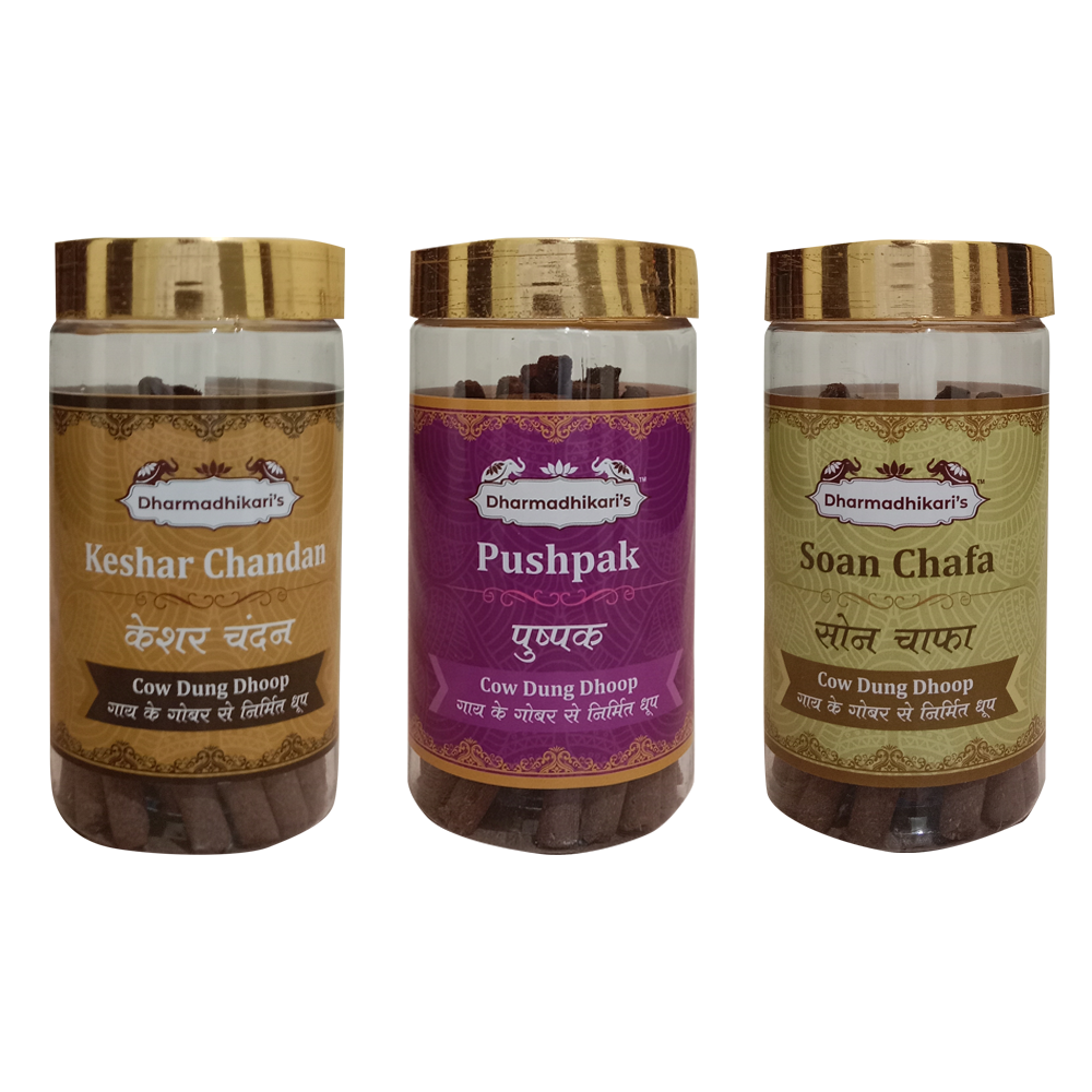 Combo of 3 Keshar Chandan Pushpak Soan Chafa Cow Dung Dhoop Sticks Combo Pack of 3 Each 100 Gm